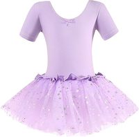 Leotardo de Danza para Niña Pequeña, Algodón y Spandex, Manga Corta, Tutú de Tul, Cintura Elástica, Disfraz de Bailarina para Cumpleaños