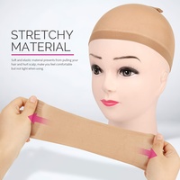 LONGFOR Bonnet de perruque en nylon brun naturel 2 pièces pour femmes, extensible et solide, pour les grandes têtes, bonnet de perruque pour sécuriser le placement des cheveux