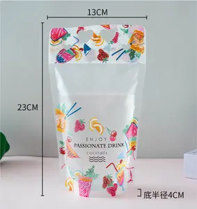 Juice Packaging Sack Bags Drink Pouch With Straw Beverage Pouch