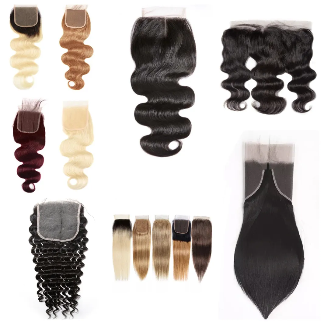 XBL 22 Jahre Gold Lieferant Drop Versand 4*4 Größe Top Virgin Echthaar verschluss, MInk Brazilian Remy Hair Silk Base Closure