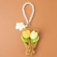 2025 hadiah baru buatan tangan Crochet bunga gantungan kunci rajutan Tulip bunga matahari Daisy buket liontin rajutan buket tas pesona