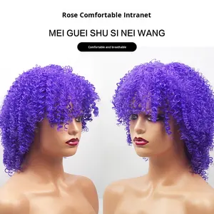 <span class=keywords><strong>Perruque</strong></span> d'<span class=keywords><strong>Halloween</strong></span> de petite vague afro pour enfants adultes bon marché avec conception d'éventail cheveux bouclés en fibre de haute température en matériau synthétique - Product Image 2