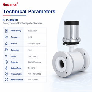 Vente en gros de débitmètres électromagnétiques sans fil <span class=keywords><strong>4G</strong></span> à alimentation par batterie Supmea FMC800, <span class=keywords><strong>mesure</strong></span> bidirectionnelle, précision +/-0,5%, métal - Product Image 5