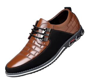 Men's Leather Oxfords Pointed Toe Lace-Up Dress <b>Shoes</b> with Cushioned Insole Rubber Sole for Office & Career Business Formal Wear - Product Image 3
