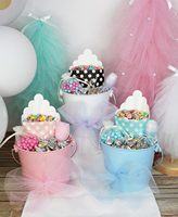 Panier noir mat 3.5 pouces large bouche boîte métal faveur seau festival bonbons cadeau fête galvanisé seaux