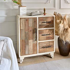 ART NEST Solid Wood Rustic Farmhouse Style Multi-functional <b>Sideboard</b> with 1 Door 3 Drawers for Hotel Living Room & Dining Room - Product Image 1