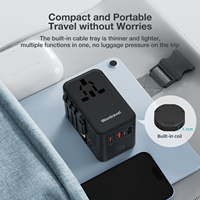 Wontravel GaN PPS 70W 4 Ports Fashion Adaptateur de voyage universel Portable World avec câble attaché