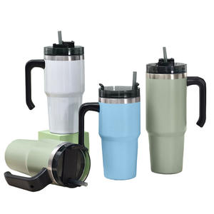 Vaso térmico de acero inoxidable de 20 oz con tapa y pajita, taza de café con aislamiento al vacío de doble pared. - Product Image 1