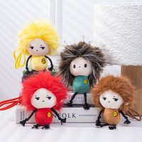 En gros, Porte-clés en peluche créatif et amusant, poupée humanoïde en coton au look 'ugly-cute' et aux cheveux duveteux, pour breloque de sac style Kpop