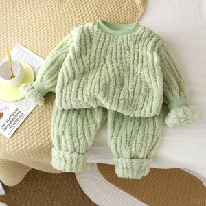 Crianças Outono Inverno Respirável Flanela Fleece-Forrado Pijama Espessado Conjunto para Meninos Meninas Two-Piece Warm <span class=keywords><strong>Kids</strong></span> Clothing - Product Image 4
