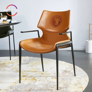 Chaise de salle <span class=keywords><strong>à</strong></span> manger de luxe légère de style <span class=keywords><strong>français</strong></span>, fauteuil haut de gamme en cuir pleine fleur pour bureau de vente et hall d'entrée - Product Image 1