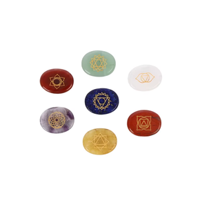 Juego de Piedras de los 7 Chakras de <span class=keywords><strong>Yoga</strong></span>, Forma Ovalada, Estilo Feng Shui, Decoración del Hogar, Venta al Por Mayor de Fábrica, Seguro Comercial, Hecho de Ágata - Product Image 1