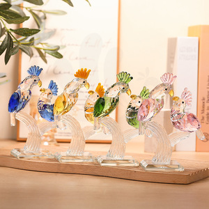 Ensemble de figurines d'oiseaux en verre cristal, décor animal coloré, décoration de la maison, collection de cadeaux, ornement - Product Image 1