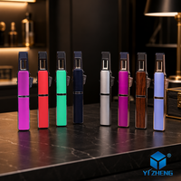 Briquet torche multifonction YIZHENG moderne coupe-vent en métal, flamme jet au butane rechargeable pour cigares, barbecue et cuisine