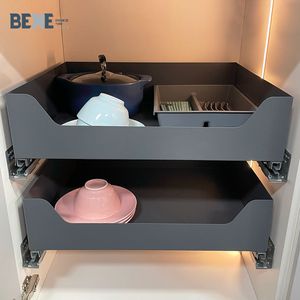 Accessoires de cuisine modernes : Organiseurs de tiroirs, panier coulissant à quatre côtés en plaque nanométrique, rangement écologique pour tiroirs de cuisine - Product Image 6
