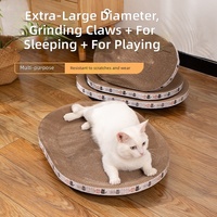 Tempat Tidur Kucing Oval Grosir OEM ODM, Sarang Kucing Kertas Bergelombang Rendah Debu, Perlengkapan Hewan Peliharaan Tahan Aus, Mainan Kucing