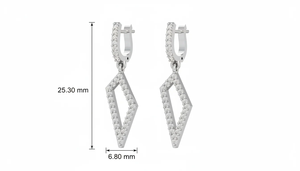 ต่างหูเพชรทรงว่าวทันสมัย ดีไซน์ระยิบระยับ เหมาะสำหรับงานเดทสุดโรแมนติก งานแต่งงาน หรือสวมใส่ในชีวิตประจำวัน - Product Image 2