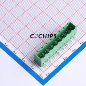 DB2ERC-5.0-8P-GN Plug-in Terminal Block Bent Lead Through Hole,P=5mm Connector Board-to-Board / Socket - Closed 1x8P 5mm Green - Product Image 1