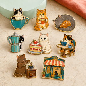 Broches émaillées personnalisées style antique pour café, badges mignons chaton café pour sacs, tabliers et cadeaux - Product Image 3