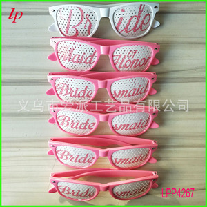 Bride Bridesmaid Mesh <b>Studded</b> Glasses Pink Wedding Party Props LPP4267 - Product Image 3