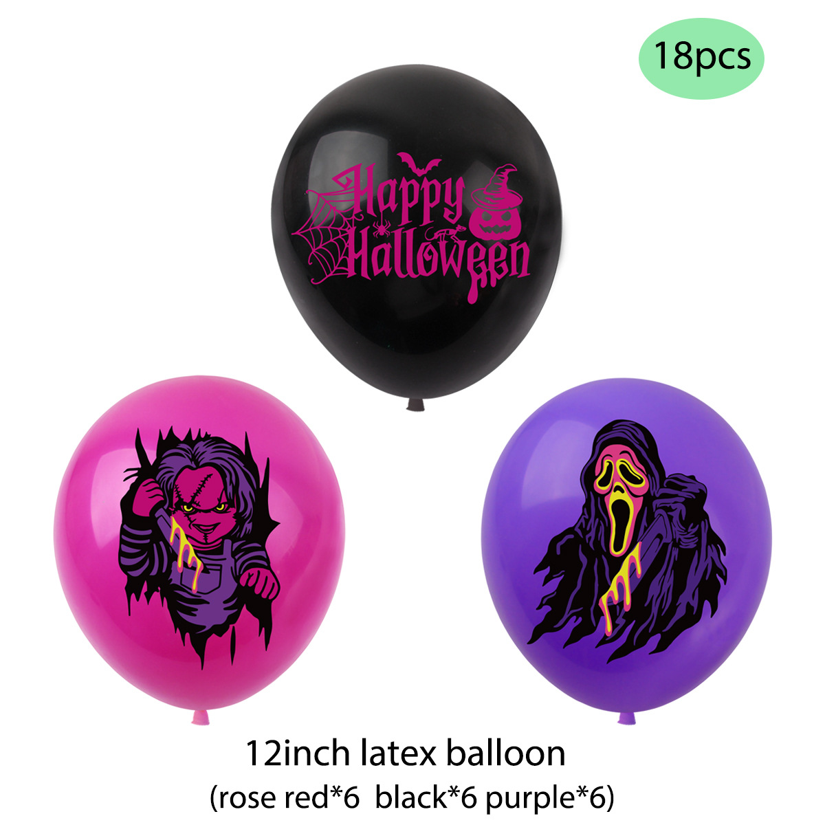 Ballons en latex imprimés violets-18 pièces