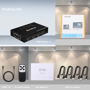 KCEVE-Conmutador de 4 puertos <span class=keywords><strong>USB</strong></span>, Selector de 4 puertos, conmutador de salida 4 en 1 con control remoto, salida de sincronización de audio y vídeo - Product Image 4