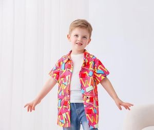 2-10 Năm Chàng Trai Giản Dị Nút Áo Sơ Mi 3D Đồ Họa Hawaii Aloha Ngắn Tay Áo Áo Tops Dệt Kim Mùa Hè Thiết Kế In Ấn - Product Image 3