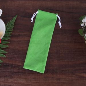 Pochette cadeau en velours noir recyclable avec cordon de serrage, idéale pour bijoux et bagues, estampillée, pour emballage de tasses à thé - Product Image 2