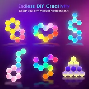 Smart Home Atmosphere Lights LED Hexagon Light RGBIC Music Sync DIY Modular Ambient APP Remote Control Gaming Room Wall Lamp