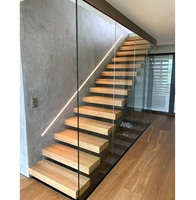 Escalier flottant en bois préfabriqué sur mesure, marches en bois personnalisées pour appartements et bâtiments résidentiels