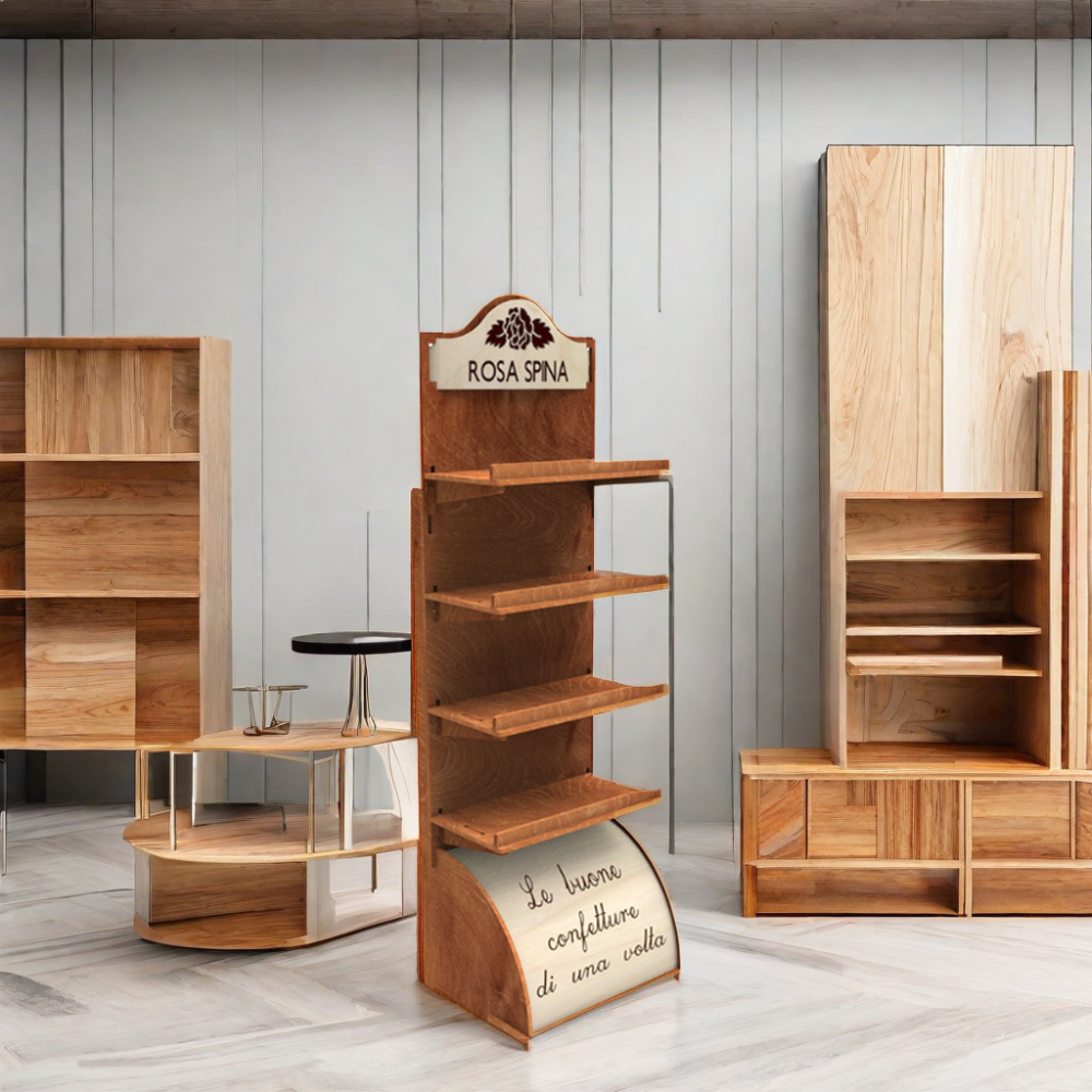 Customizable Modern Plywood Wood Floor Standing Store Display Stand for Shoe Display for with Custom Logo — view 5