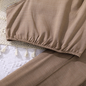 Ensemble pour <span class=keywords><strong>fille</strong></span> de 8 à <span class=keywords><strong>12</strong></span> <span class=keywords><strong>ans</strong></span>, été, nouveau style décontracté uni, débardeur à une épaule, <span class=keywords><strong>pantalon</strong></span> <span class=keywords><strong>large</strong></span> décontracté - Product Image 4