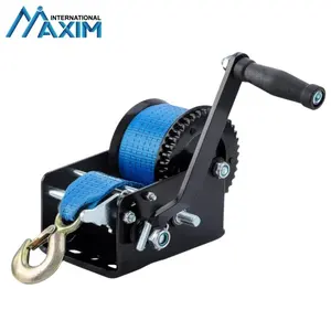 Crank Strap Gear Winch with 26 feet Steel Cable Hand Crank Winch