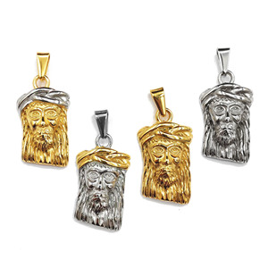Pendentif visage de Jésus bicolore multicolore en acier inoxydable anti-ternissement, bijoux personnalisés, collier vintage, breloques - Product Image 2