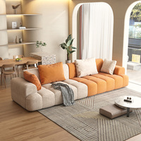 Canapé modulaire de salon en velours au design minimaliste nordique, ensemble de détente moderne, canapé capitonné, suite de salon