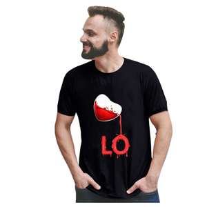 Nuova T-shirt Casual Nera da Donna <span class=keywords><strong>con</strong></span> Stampa a <span class=keywords><strong>Cuore</strong></span> <span class=keywords><strong>Rosso</strong></span> e Scritta, a Maniche Corte, Vestibilità Ampia, in Poliestere, per Coppie e Innamorati - Product Image 2