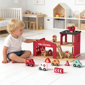 Set Giocattolo Stazione dei <span class=keywords><strong>Pompieri</strong></span> in Legno, Gioco di Ruolo per Bambini, Giocattolo per Giocare a Essere <span class=keywords><strong>Pompieri</strong></span> - Product Image 1