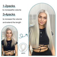 Paquete de 20 Extensiones de Cabello con Cinta Adhesiva Invisible de 26 Pulgadas, Cabello Lacio Rizado, Fibra de Alta Temperatura, Fácil Aplicación para Mujeres