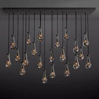 Lustre contemporain en verre doré à plusieurs têtes pour îlot de cuisine et table à manger
