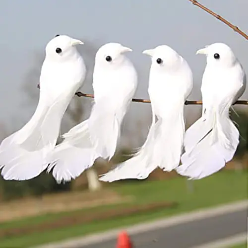 19cm Bianco Pelliccia Artificiale in Plastica Bird Pelliccia In piedi Piccione Colomba tassidermia 