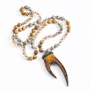 מגמה חדשה של נשים בוהמיאן רטרו אתנית תכשיטים 8 מ "מ אבן טבעית זכוכית אבן טבעית שרשרת - Product Image 5