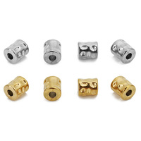 Perles cylindriques en acier inoxydable, texture concave, perles ondulées, perles à trou traversant, accessoires de bijoux DIY, perles d'espacement