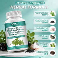 Capsules d'huile d'origan 600mg, Huile de Nigelle, Extrait d'Ail, Soutien Immunitaire à base de Baies de sureau, Complément Alimentaire 120 gélules, Marque Privée OEM
