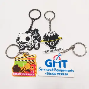 Promotionele Custom Siliconen 3d Rubber Pvc Motorfiets Auto Rubber Dier Hond Kat Sleutelhanger Met Logo