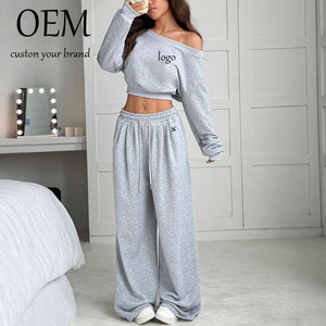 Conjunto de Sudadera con Capucha de Algodón 100% al por Mayor, Estilo Urbano, de Alta Calidad, Holgado, Grueso y Transpirable, Chándal de Mujer Tallas Grandes - Product Image 1