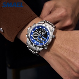 Reloj SMAEL 6050 Casual Cronógrafo para Hombre, Reloj de Pulsera de Acero Inoxidable, Reloj de Cuarzo con Manecillas Luminosas - Product Image 1