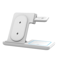 Chargeur sans fil magnétique 3-en-1 15W pliable avec support rotatif et module de charge pour montre, pour chargement horizontal/vertical du téléphone