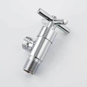 Arrêt d'eau de toilette mural chromé de 1/2 pouces, poignée ronde à 90 degrés, ouverture rapide de la salle de bains, <span class=keywords><strong>angle</strong></span> en laiton - Product Image 2