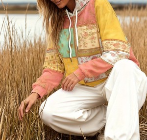 เสื้อฮู้ดผู้หญิงสไตล์โบฮีเมียนวินเทจ พิมพ์ลายเรขาคณิตดิจิทัล แบบสวมหัว มีฮู้ด ลำลอง แต่งสีบล็อก ตัดต่อผ้า มีซับใน สำหรับฤดูหนาวและฤดูใบไม้ร่วง - Product Image 6