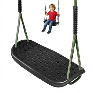Columpio de Plástico para Exteriores WWFFEN, Asiento Antideslizante con Altura Ajustable, Cuerdas y Mosquetones, para Jardín y Patio de Juegos, Color Negro, 270 kg, para Niños - Product Image 4